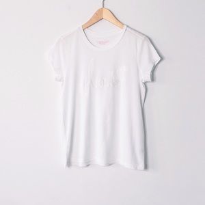 Victoria’s Secret White Pima Cotton Modal Tee Love Sequin Floral Lightweight Top